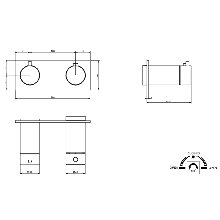 Bateria natryskowa 2-drożna GESSI 316 stal szczotkowana 54034239