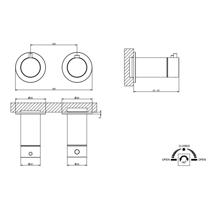 Bateria natryskowa 2-drożna GESSI 316 stal szczotkowana 54234239