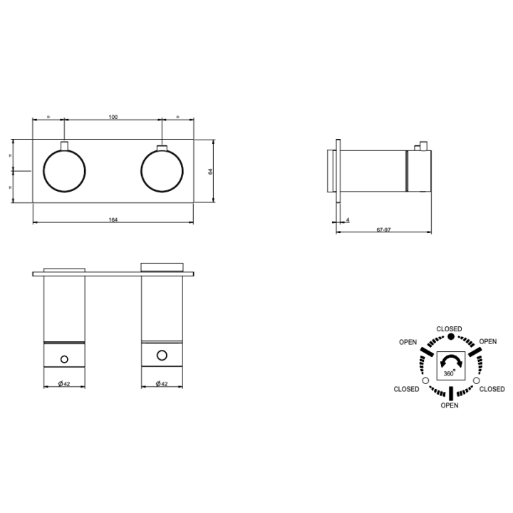 Bateria natryskowa 3-drożna GESSI BATH316 stal szczotkowana 54036239