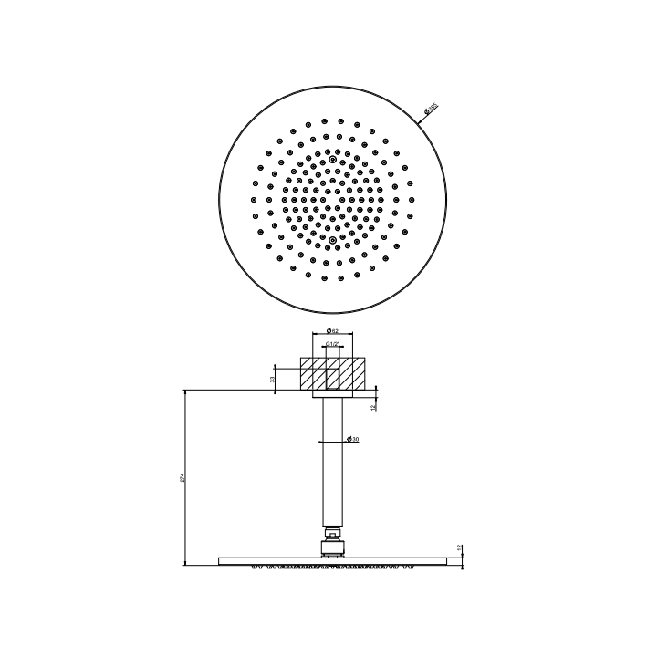 Deszczownica sufitowa 355 mm GESSI SHOWER316 stal szczotkowana 54152239