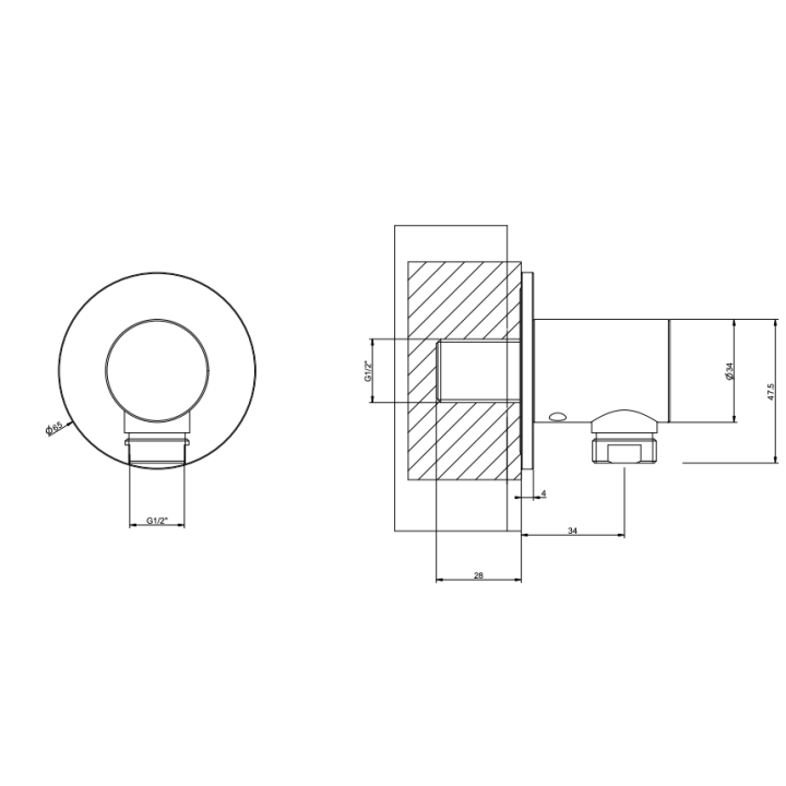 Przyłącze kątowe GESSI SHOWER316 stal szczotkowana 54269239
