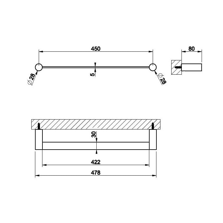 Wieszak na ręcznik 45 cm GESSI 316 stal szczotkowana 54800239