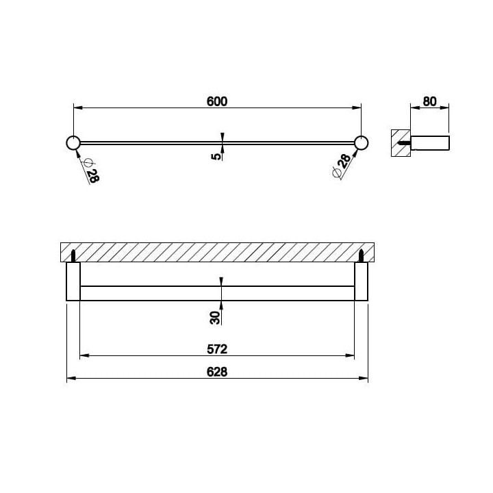 Wieszak na ręcznik 60 cm GESSI 316 stal szczotkowana 54803239
