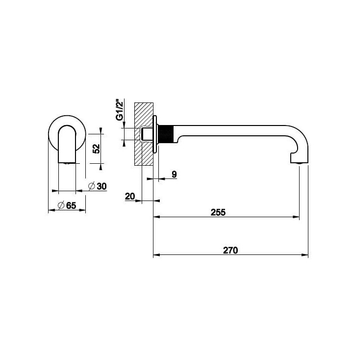 Wylewka umywalkowa ścienna 25,5 cm GESSI INCISO chrom 58101031