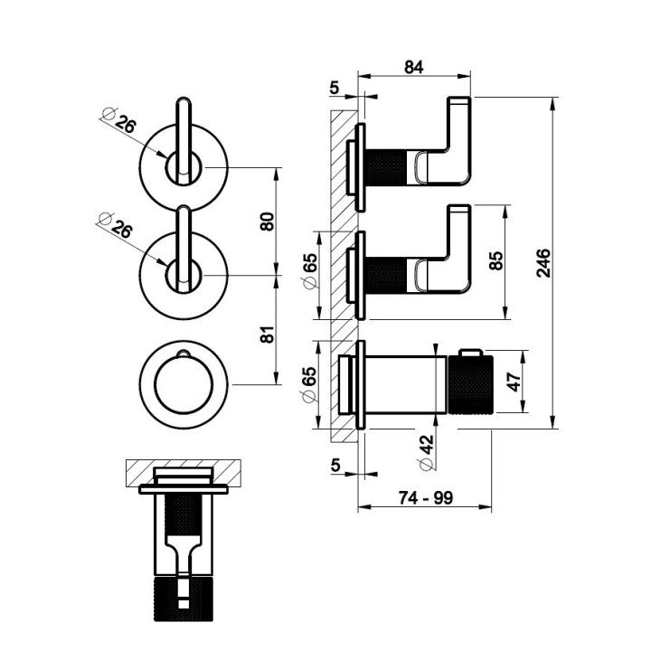 Bateria natryskowa termostatyczna 2-drożna GESSI INCISO+ chrom 58334031