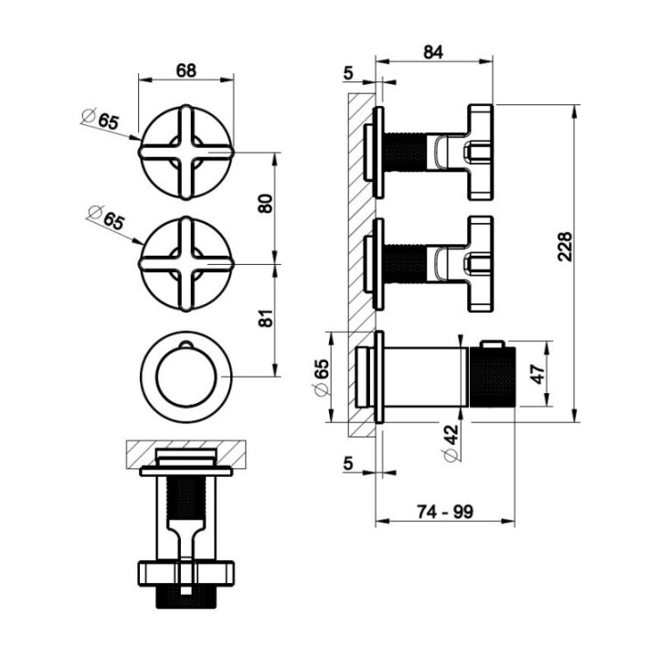 Bateria natryskowa termostatyczna 2-drożna GESSI INCISO+ chrom 58434031