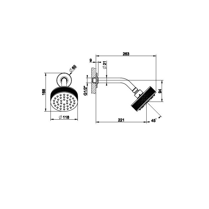 Deszczownica ścienna 118 mm GESSI INCISO chrom 58189031