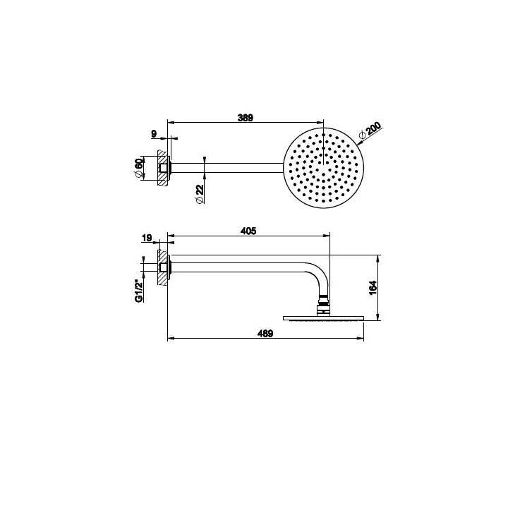 Deszczownica ścienna 200 mm GESSI INCISO chrom 58148031