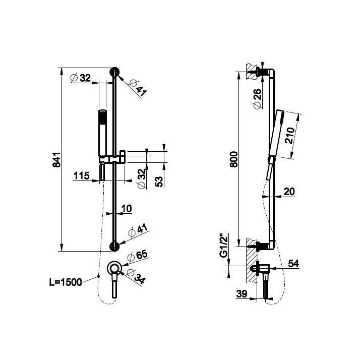 Zestaw prysznicowy z odpływem wody GESSI INCISO SHOWER chrom 58142031