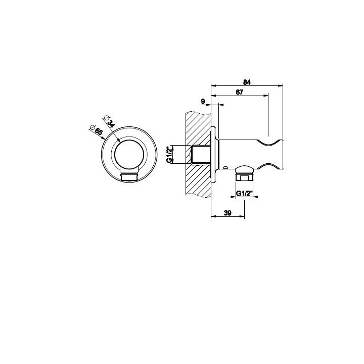 Uchwyt kątowy GESSI INCISO SHOWER chrom 58161031