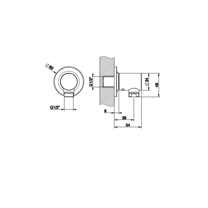 Przyłącze kątowe GESSI INCISO SHOWER chrom 58169031