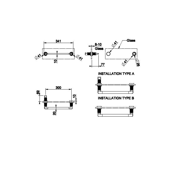 Wieszak na ręcznik 30 cm GESSI INCISO mocowany na szkle chrom 58613031