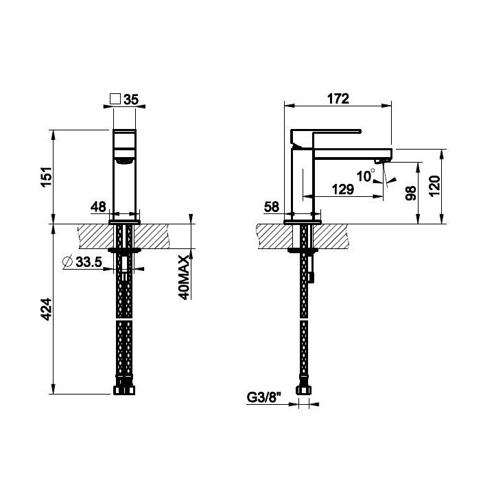 Bateria umywalkowa GESSI RETTANGOLO chrom 20002031