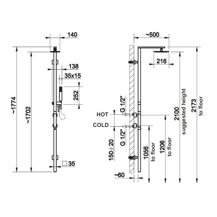 Zestaw prysznicowy GESSI RETTANGOLO chrom 23405031