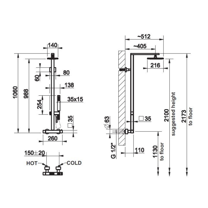Zestaw prysznicowy GESSI RETTANGOLO chrom 23447031