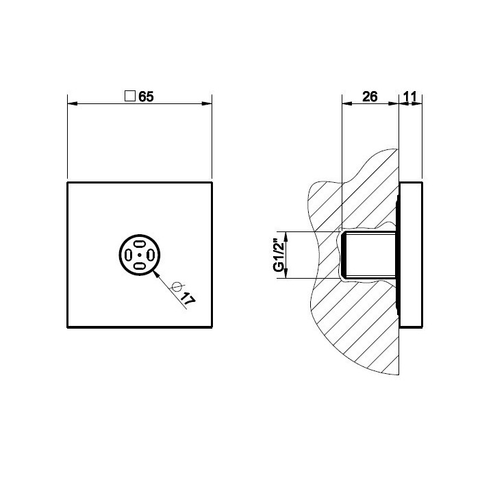 Dysza boczna ścienna 6,5x6,5 cm GESSI RETTANGOLO chrom 32979031