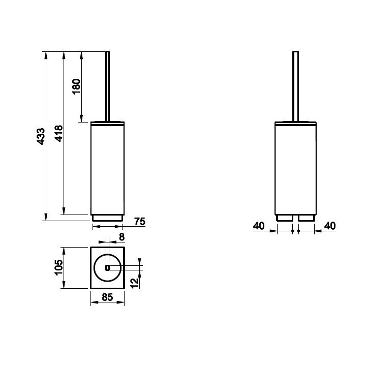 Szczotka WC GESSI RETTANGOLO biała/chrom 20843031