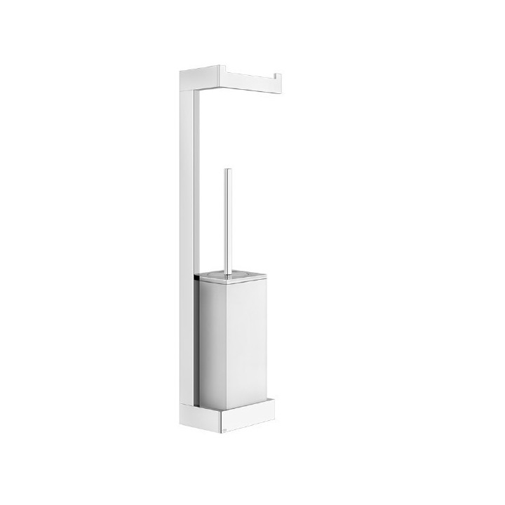 Szczotka WC z ściennym uchwytem na papier toaletowy GESSI RETTANGOLO biała/chrom 20867031
