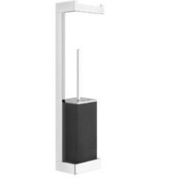 Szczotka WC z ściennym uchwytem na papier toaletowy GESSI RETTANGOLO czarna/chrom 20868031