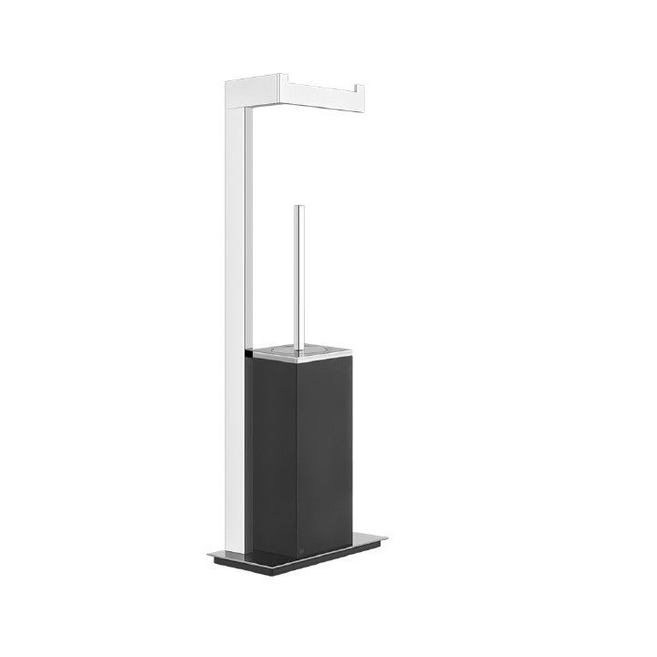 Szczotka WC z uchwytem na papier toaletowy GESSI RETTANGOLO czarna/chrom 20934031