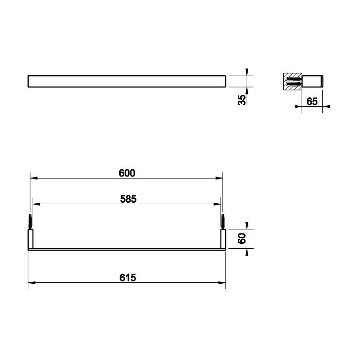 Wieszak na ręcznik 60 cm GESSI RETTANGOLO chrom 20903031