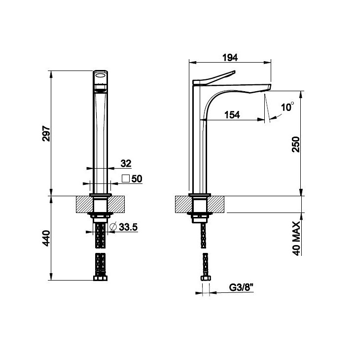 Bateria umywalkowa GESSI RILIEVO chrom 59004031