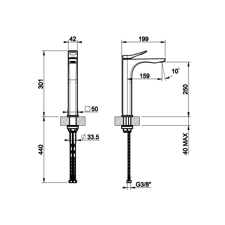 Bateria umywalkowa GESSI RILIEVO chrom 59010031