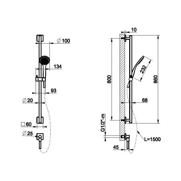 Zestaw prysznicowy GESSI RILIEVO chrom 59242031