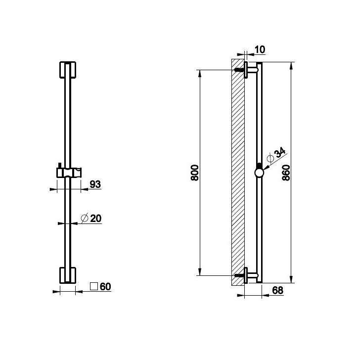 Drążek prysznicowy 80 cm GESSI RILIEVO chrom 59244031