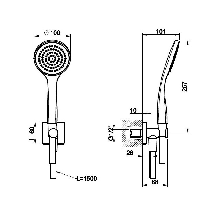 Słuchawka prysznicowa z wężem 150 cm GESSI RILIEVO chrom 59123031