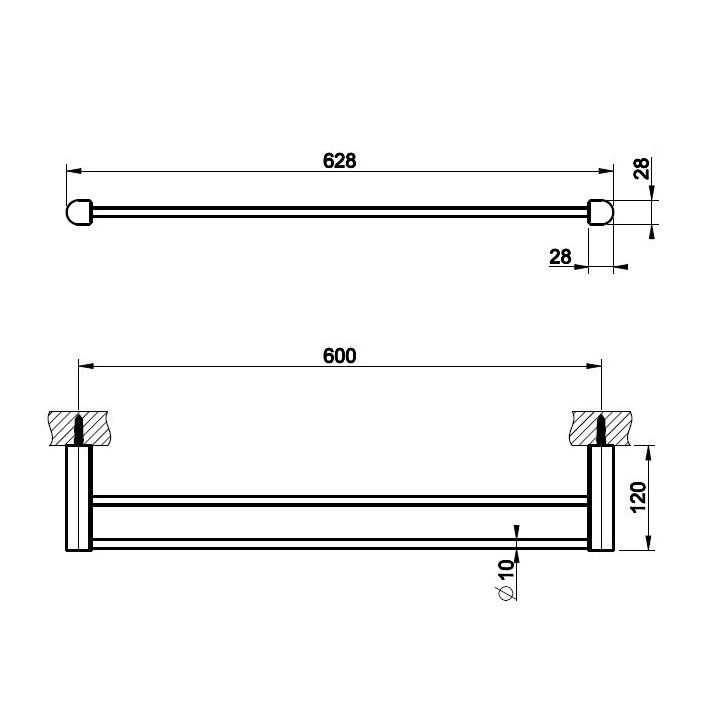 Wieszak na ręcznik 60 cm podwójny GESSI RILIEVO chrom 59405031