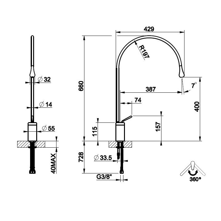 Bateria umywalkowa GESSI GOCCIA chrom 33606031