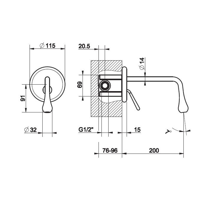 Bateria umywalkowa z wylewką 20 cm GESSI GOCCIA chrom 33684031