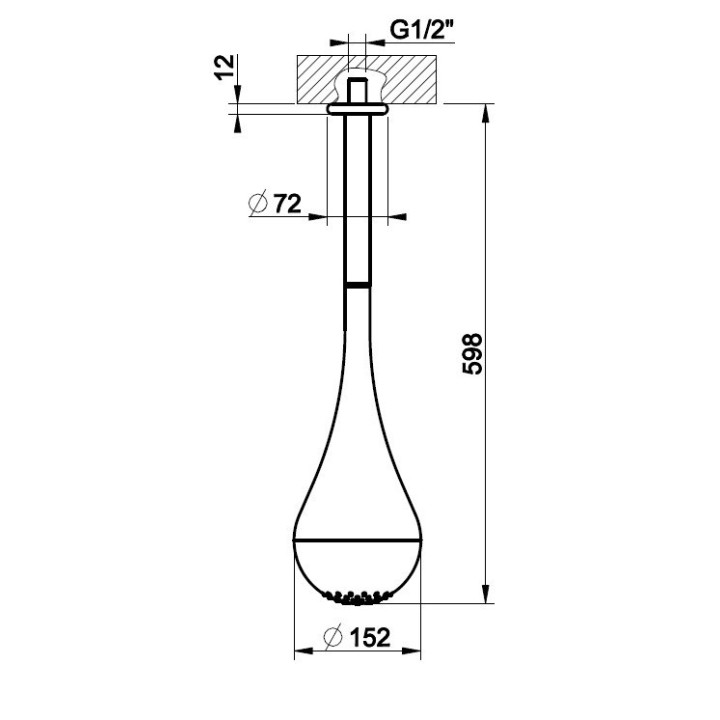 Deszczownica sufitowa 15,2/59,8 cm GESSI GOCCIA chrom 33752031
