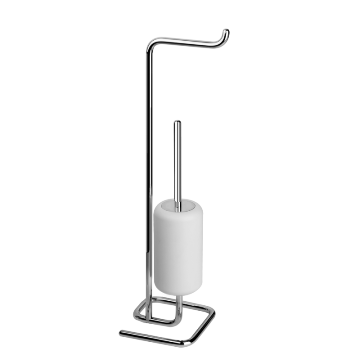 Szczotka do WC z uchwytem na papier toaletowy GESSI GOCCIA biała/chrom 38067031
