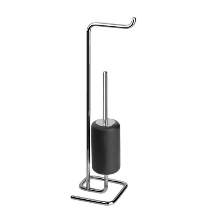Szczotka do WC z uchwytem na papier toaletowy GESSI GOCCIA czarna/chrom 38068031