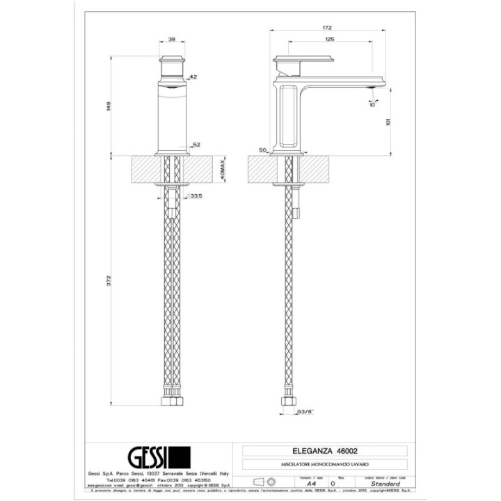 Bateria umywalkowa GESSI ELEGANZA chrom 46002031