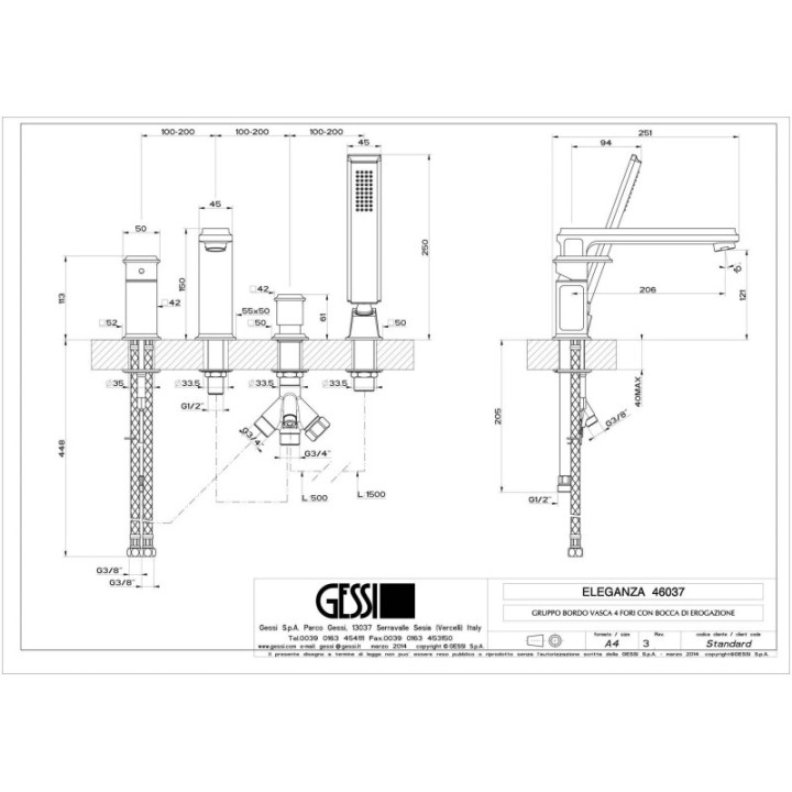 Bateria wannowa GESSI ELEGANZA chrom 46037031