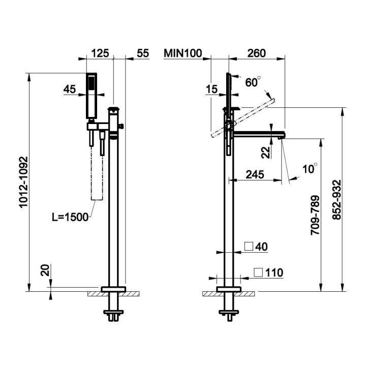 Bateria wannowa wolnostojąca GESSI ELEGANZA chrom 46131031