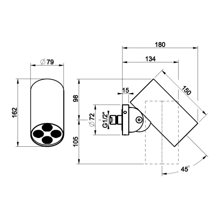 Głowica prysznicowa ścienna GESSI INTRECCIO funkcja multi-spray stal szczotkowana 57211239