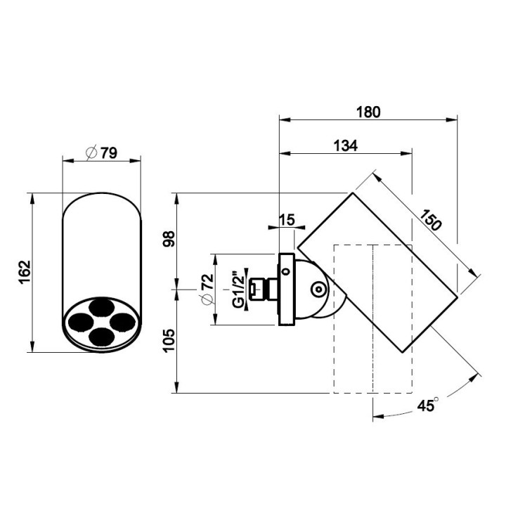 Głowica prysznicowa ścienna GESSI MECCANICA funkcja multi-spray stal szczotkowana 57221239