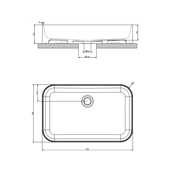 Umywalka nablatowa 38,4x60,4 cm GESSI RILIEVO bez otw. biała 43458516