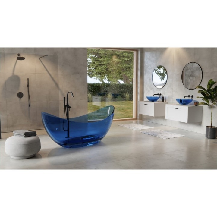 Wanna wolnostojąca 180x80 cm z syfonem chrom BESCO AXYA blue wave WAA-180-BWC