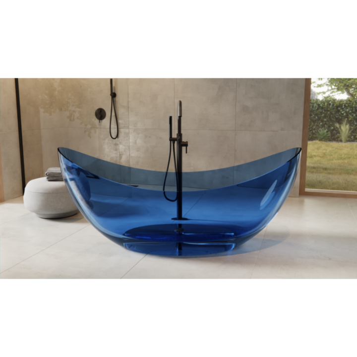 Wanna wolnostojąca 180x80 cm maskownica czarny mat BESCO AXYA blue wave WAA-180-BWB