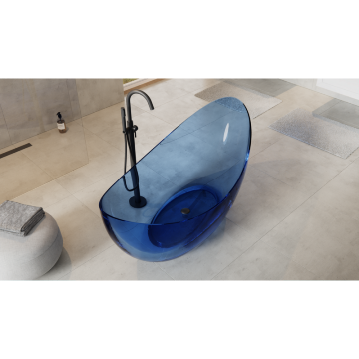 Wanna wolnostojąca 180x80 cm maskownica czarny mat BESCO AXYA blue wave WAA-180-BWB