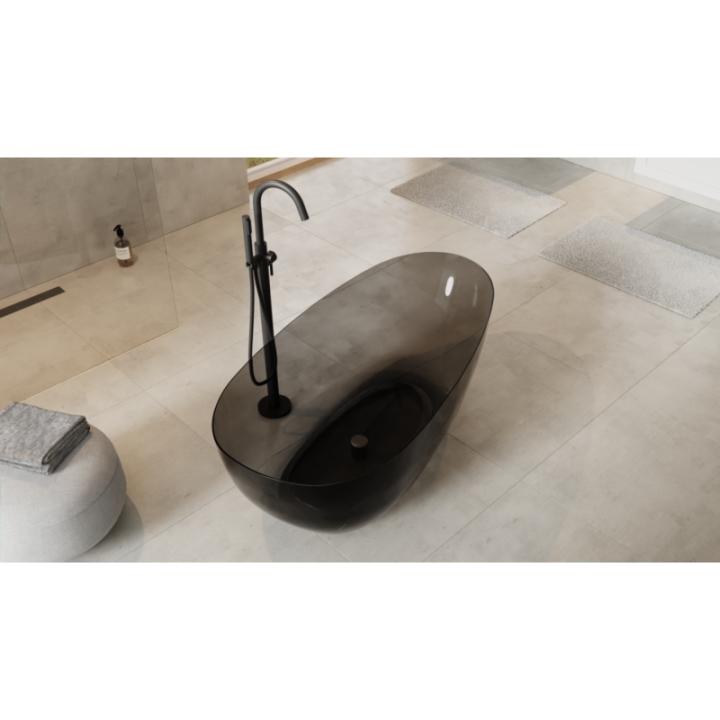 Wanna wolnostojąca 160x75 cm z syfonem chrom BESCO XARA carbon grey WAX-160-CGC