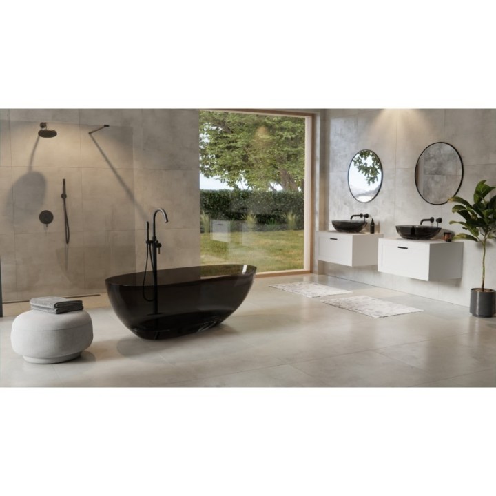 Wanna wolnostojąca 160x75 cm z syfonem chrom BESCO XARA carbon grey WAX-160-CGC