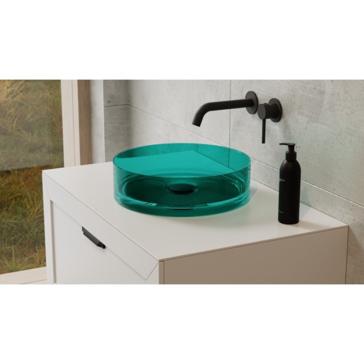 Umywalka nablatowa 36x10 cm syfon chrom BESCO ENYA ocean breeze UME-36-OBC
