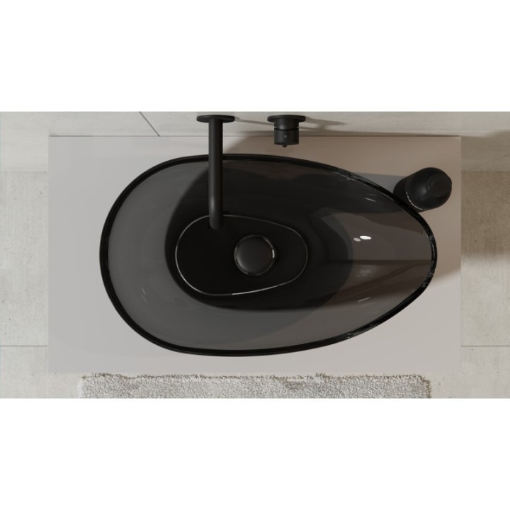 Umywalka 60x35x15 cm maskownica biała BESCO NEYA bez otw. carbon grey UMN-60-CGW