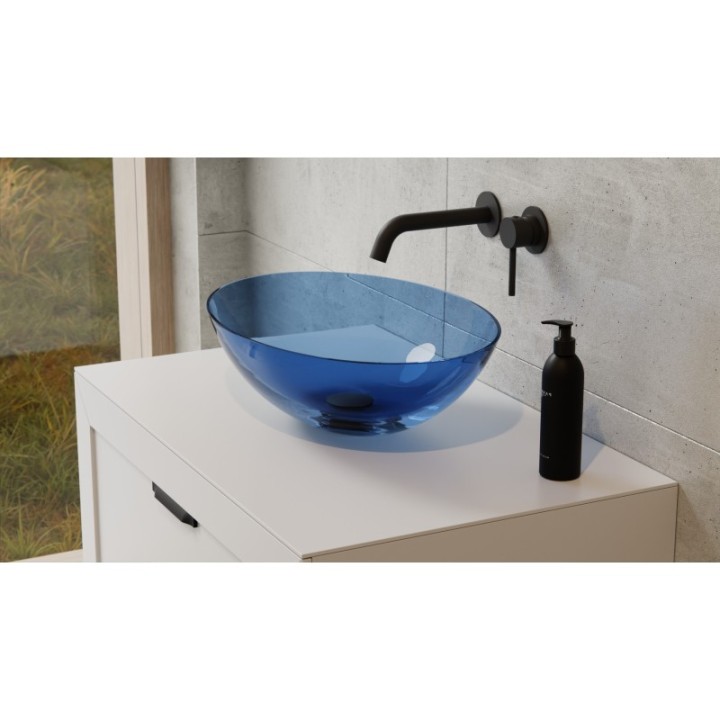 Umywalka 50x35x15 cm maskownica czarny mat BESCO ANYA bez otw. blue wave UMA-50-BWB